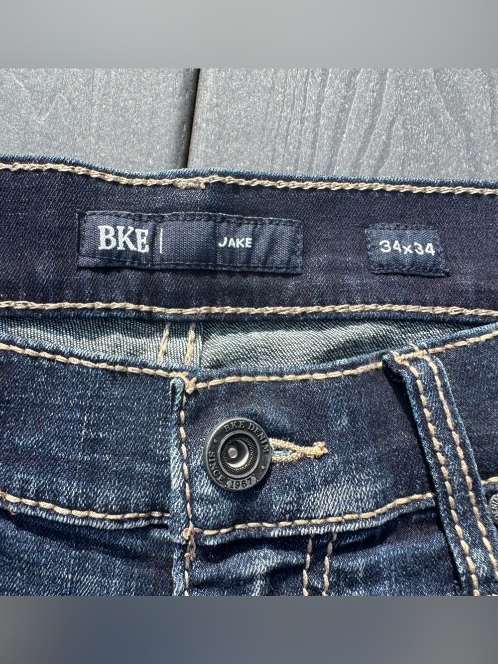 BKE Jake Men’s Straight Jeans - Dark Blue Wash - Picture 4 of 7